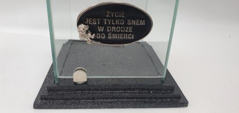 Znicz kapliczka metal 16x16x28cm ŻYCIE JEST TYLKO.......