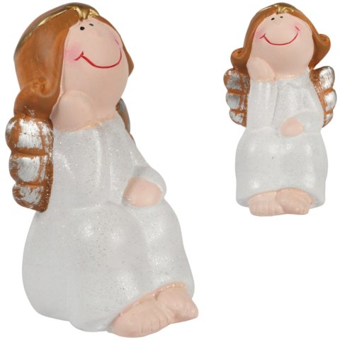 Ceramiczny siedzący Anioł 11 cm