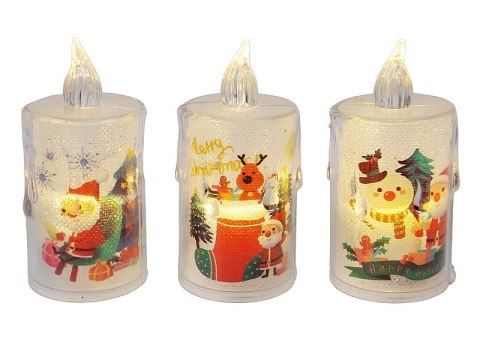 Lampka led 6 cm z motywem świątecznym