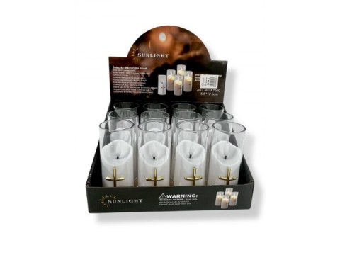 Świeczka led wkład do zniczy 12,5cm z krzyżem 7093