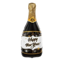 Balon foliowy Szampan Happy New Year Czarny 100cm x 49cm 460520